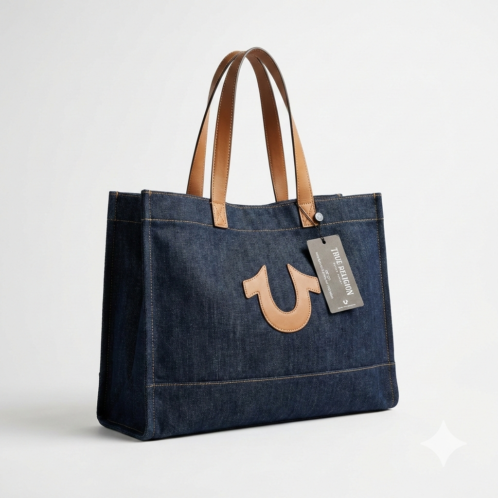 True Religion Stitched Large Tote Bag - dark Blue