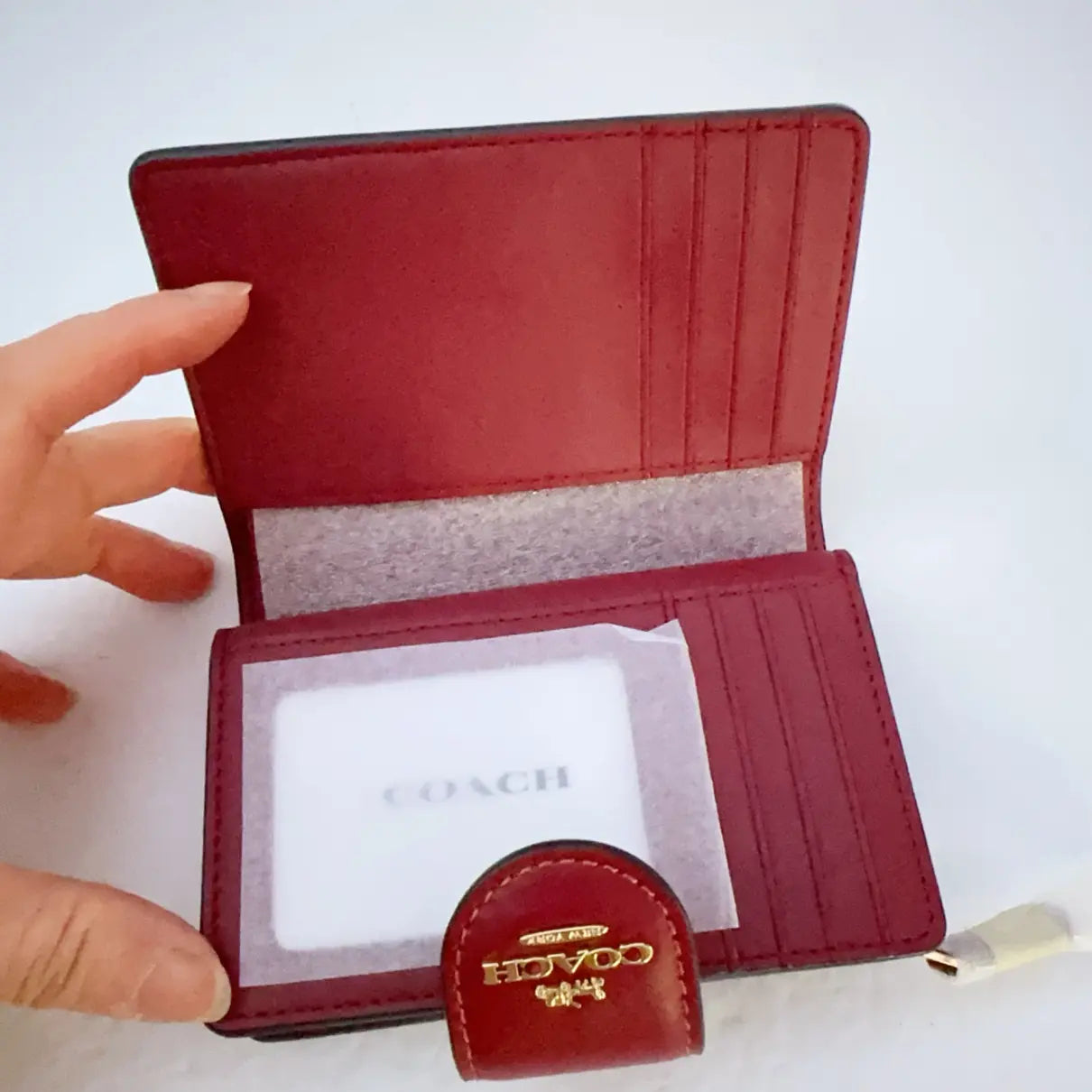 Coach Medium Corner Zip Wallet in Signature Canvas with Cherry Print.