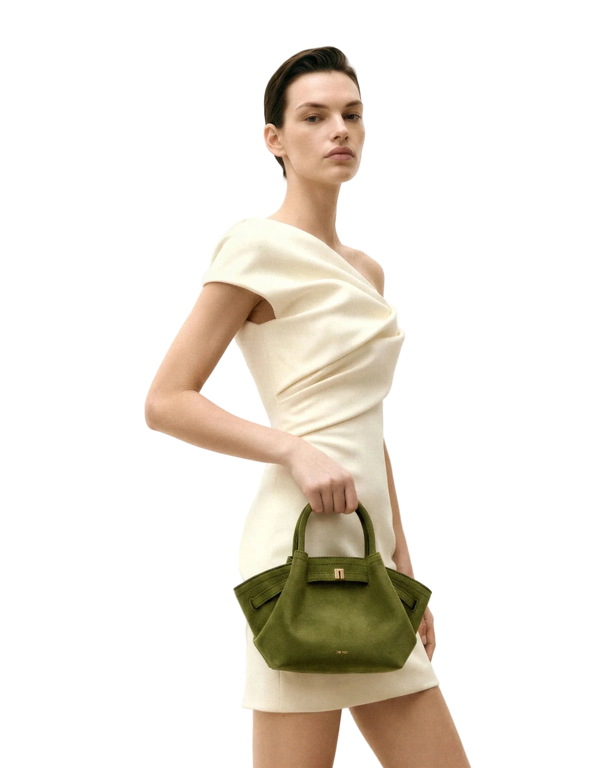 JW PEI Hana Suede Mini Tote Bag in Dark Olive