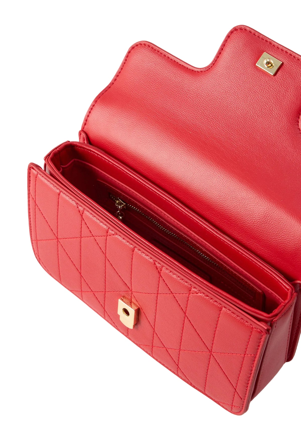 Valentino Bags Melia Satchel Bag with Tonal V Logo In Rubino Red