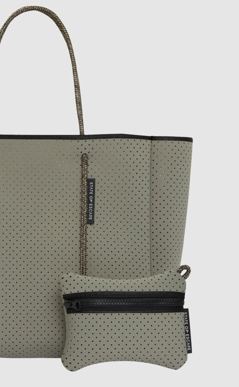 State of escape medium tote bag Flying Solo tote in sage / blush (dual tone)