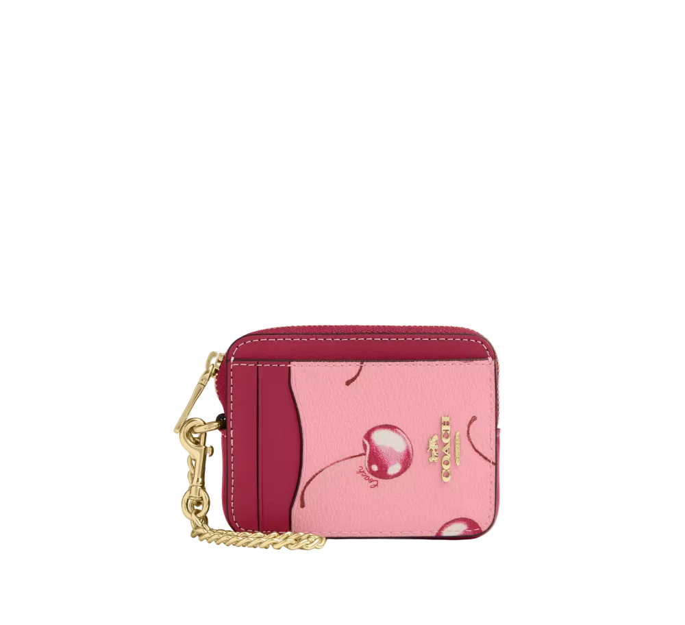 Coach Zip Card Case with Cherry Print