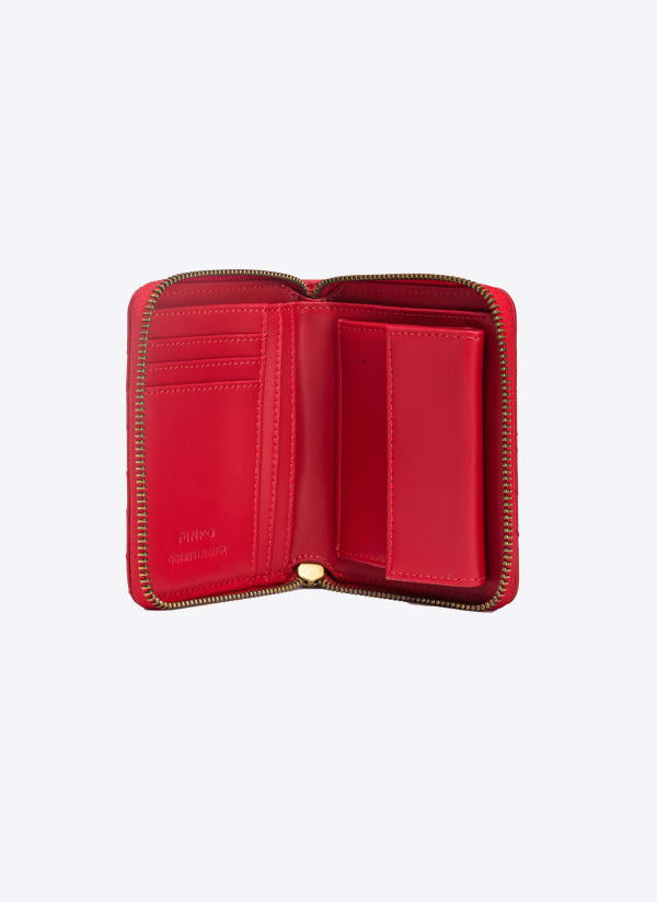 Pinko Square quilted nappa leather zip-around wallet