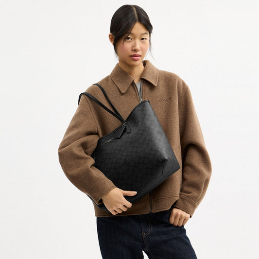 Coach City Tote Bag In Signature Canvas in gunmetal
