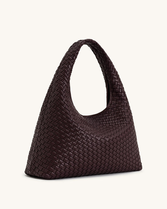 JW PEI Laura Woven Shoulder Bag in Deep Burgundy