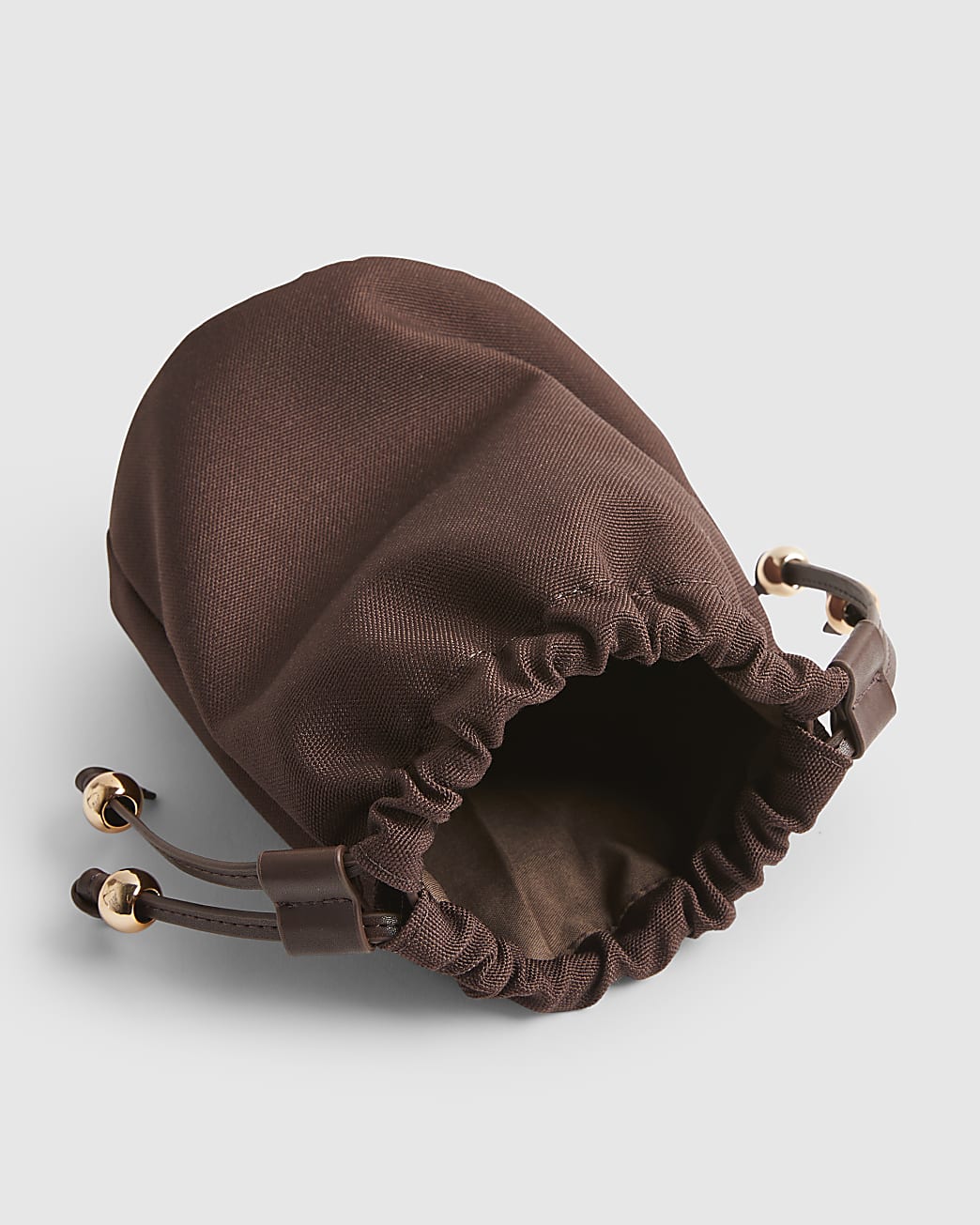 River Island Brown Chain Handle Woven Bucket Bag