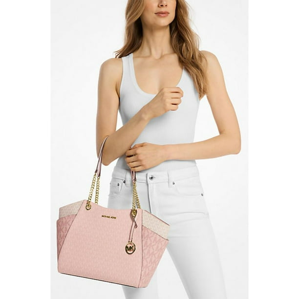Micheal Kors Large Jet Set tote bag with color blocking and signature logo in pink