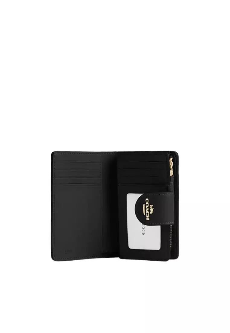 Coach Medium Corner Zip Wallet In Signature Canvas in tan black