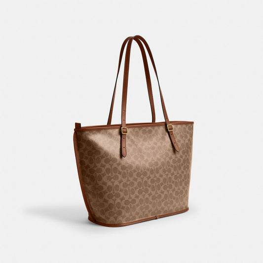 Coach Taxi Tote Bag In Signature Canvas in tan sable