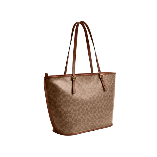 Coach Taxi Tote Bag In Signature Canvas in Tan Sable