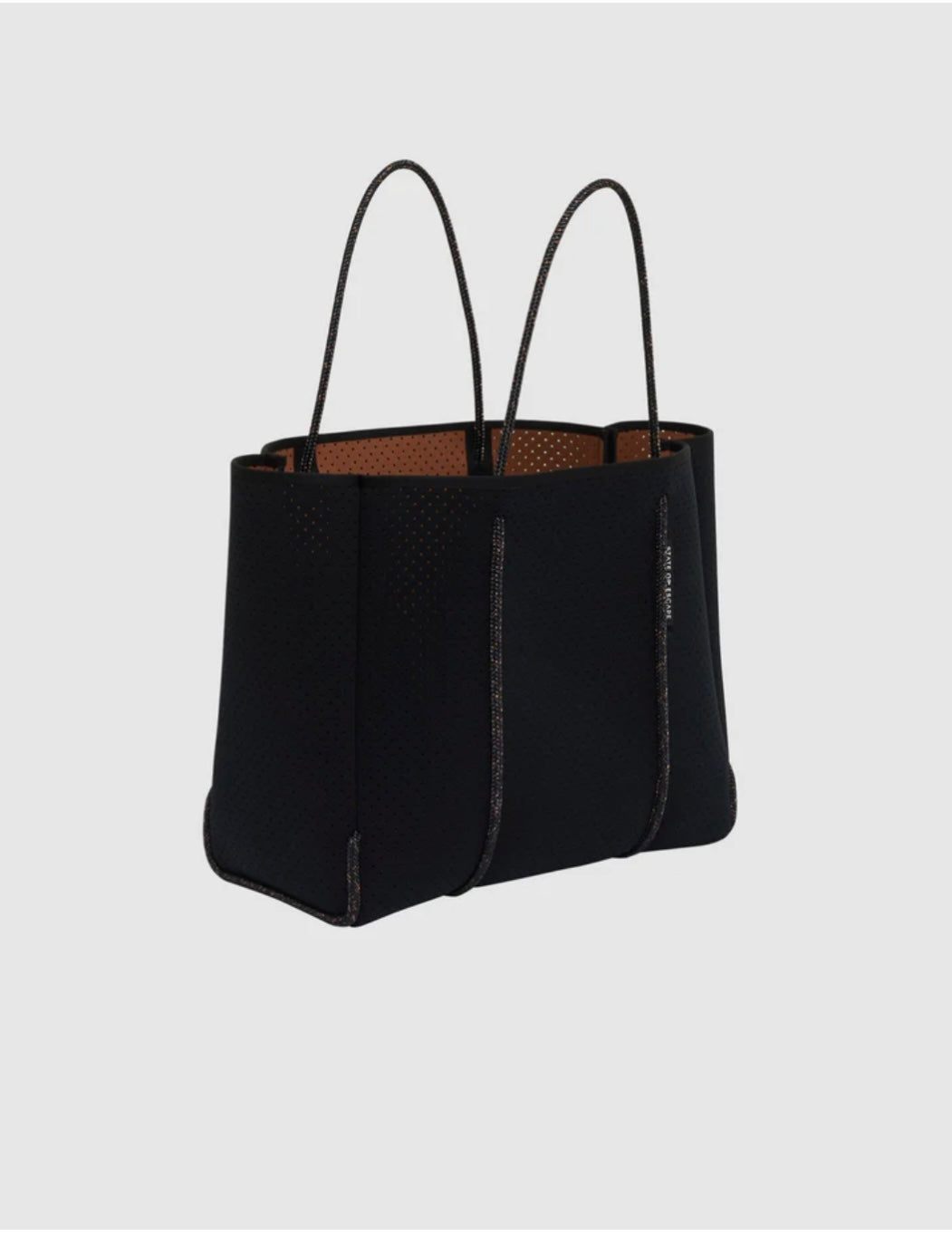 State of escape Flying Solo tote in black / saddle (dual tone) medium size