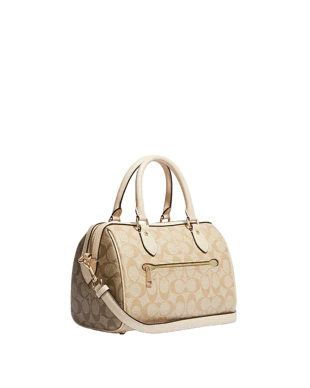 Coach Rowan Satchel Bag In Signature Canvas in light khaki