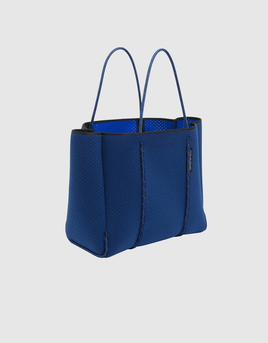 State of escape medium tote bag Flying Solo tote in navy: electric blue (dual tone)