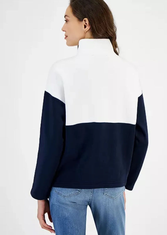 Tommy Hilfiger Women's Colorblocked Quarter-Zip Sweatshirt size L
