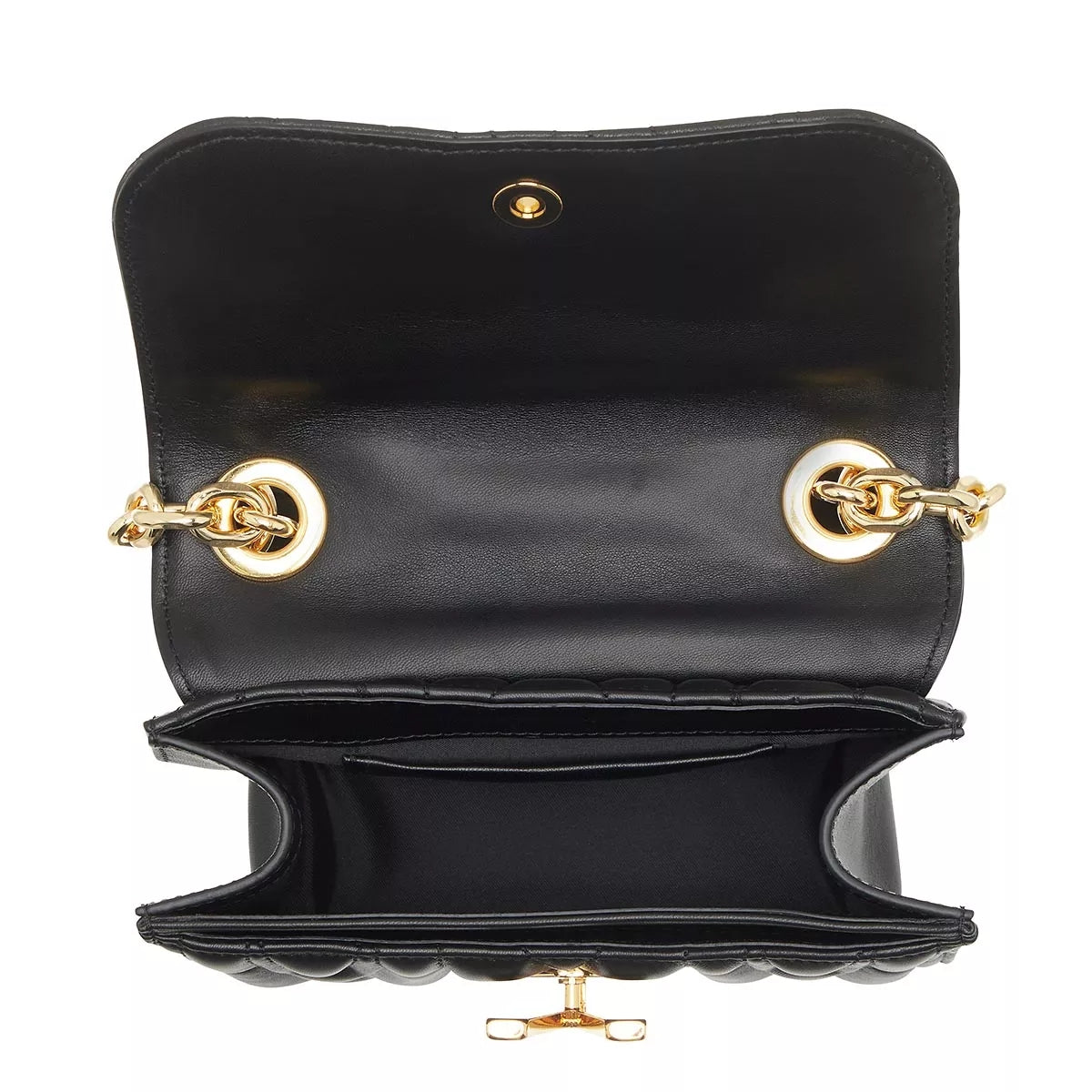 MOSCHINO "M" Group Quilted Shoulder Bag Fantasy Print Black