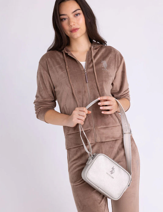US Polo ASSN Classic Zip Crossbody Bag in metalic