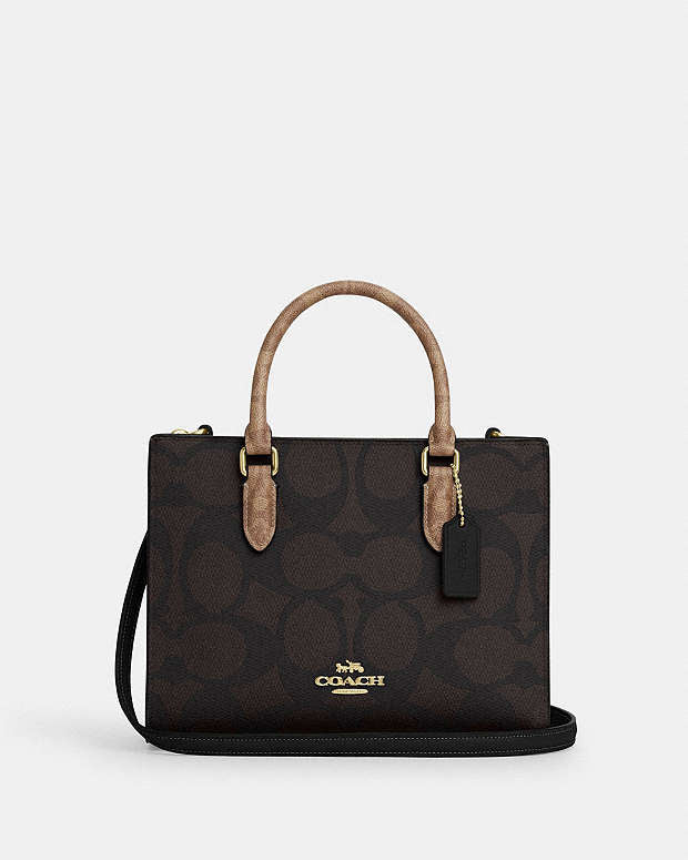 Coach maggie small tote bag blocked in signature canvas