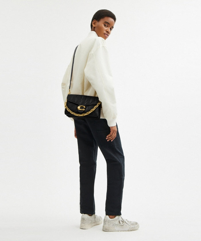 Coach Chain Tabby Shoulder Bag With Quilting in black