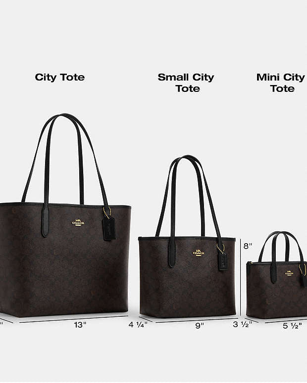 Coach City Mini Tote Bag In Signature Canvas silver sand taupe