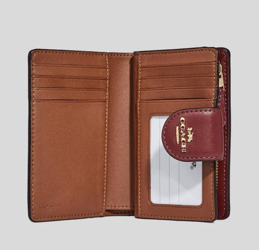 Coach Medium Corner Zip Wallet In Signature Canvas With wild flowers