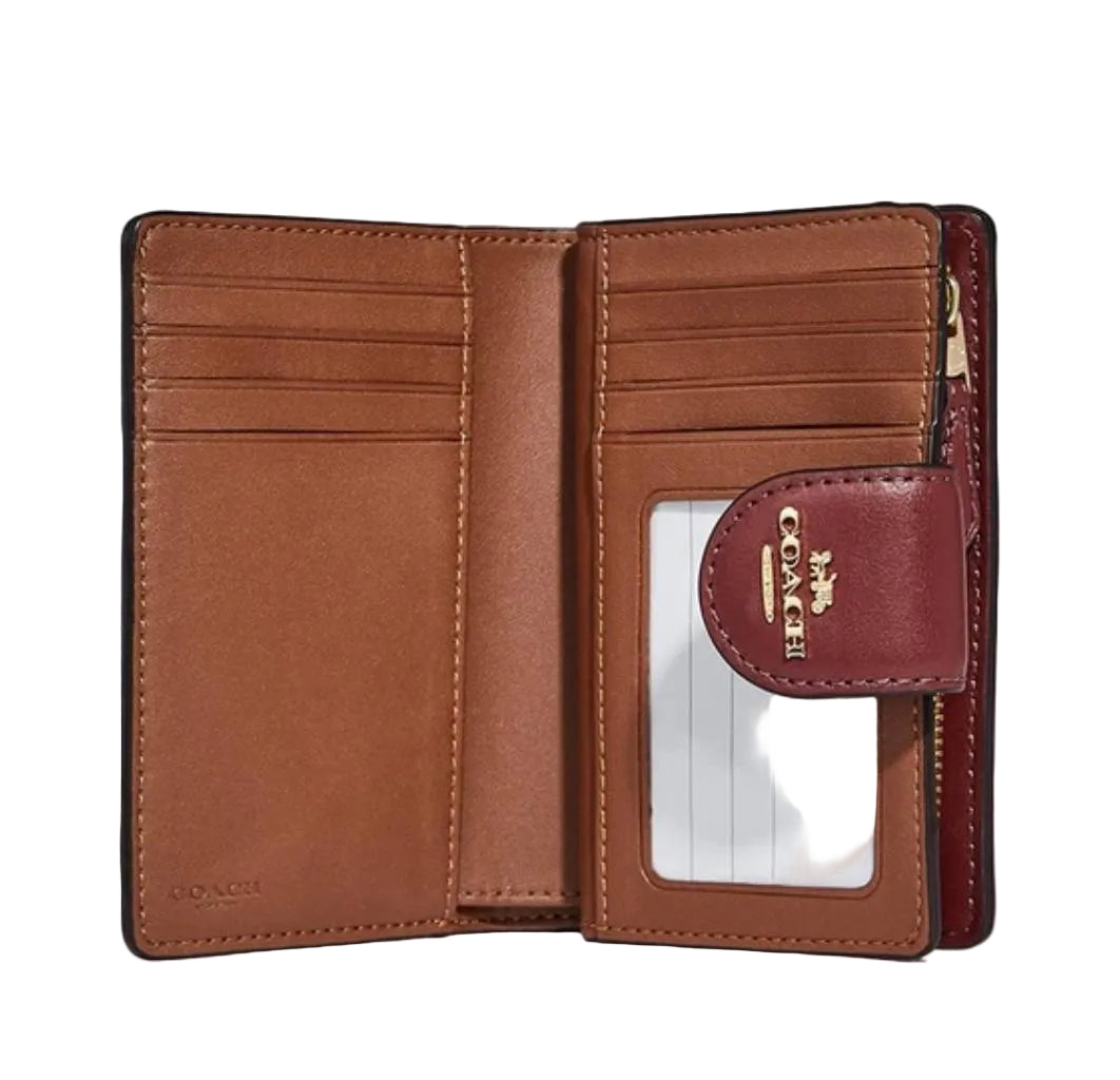 Coach Medium Corner Zip Wallet In Signature Canvas With wild flowers