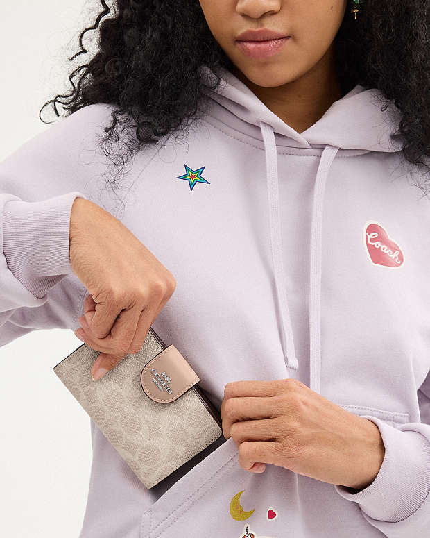 Coach Medium Corner Zip Wallet In Signature Canvas in sand taupe