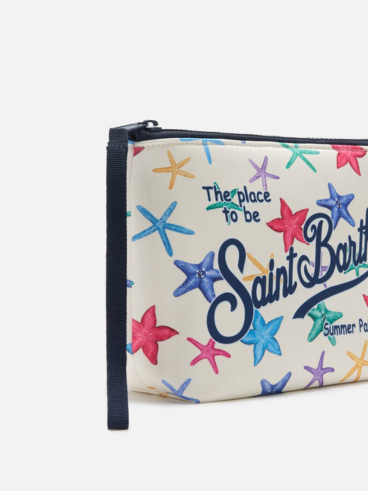 MC2 SAINT BARTH ALINE SCUBA BEIGE POUCH WITH STARFISH PRINT