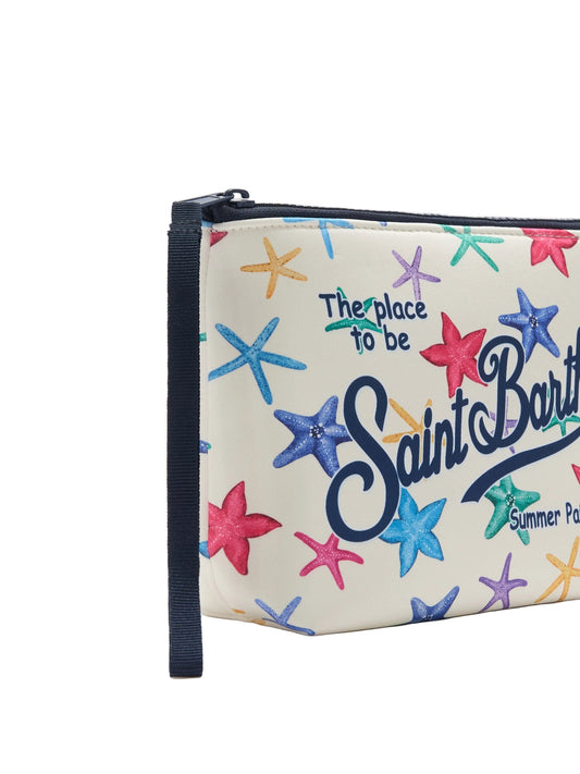 MC2 SAINT BARTH ALINE SCUBA BEIGE POUCH WITH STARFISH PRINT