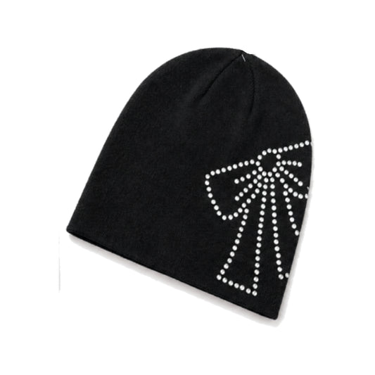 Kate Spade New York Trompe L'oeil Bow Beanie In Black