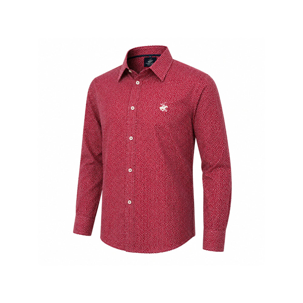 Beverly Hills Polo Club Red Star-Print Long-Sleeve Shirt