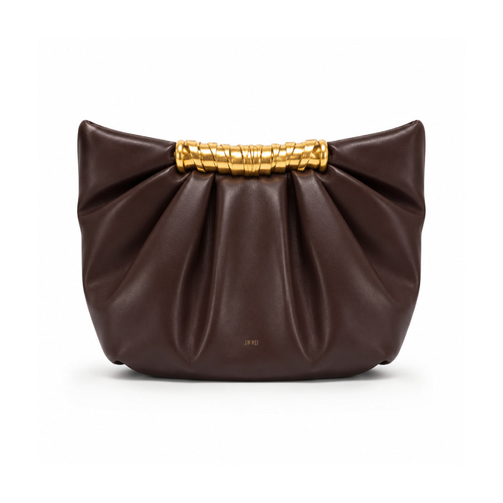 JW PEI Leia Metal Handle Top Handle Bag In Dark Brown