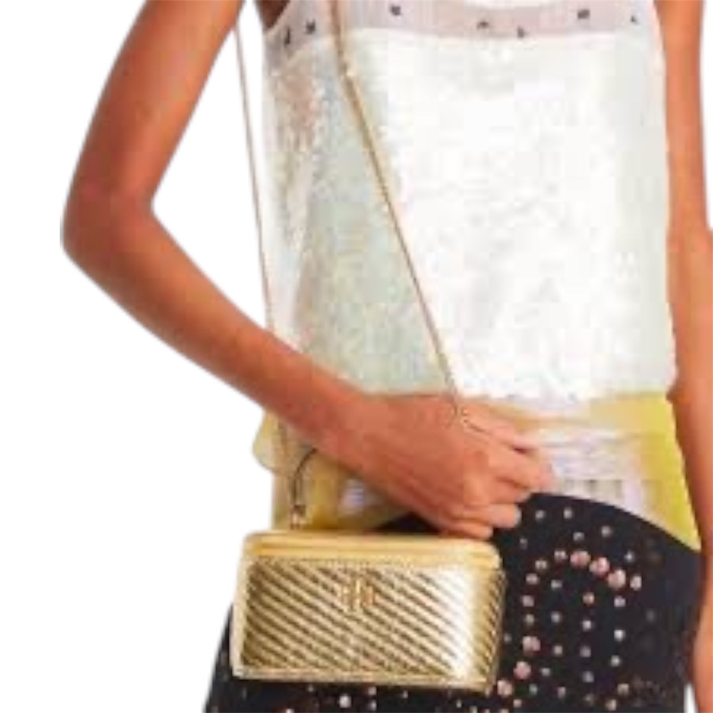 Tory Burch Kira Chevron Mini Vanity Case in gold