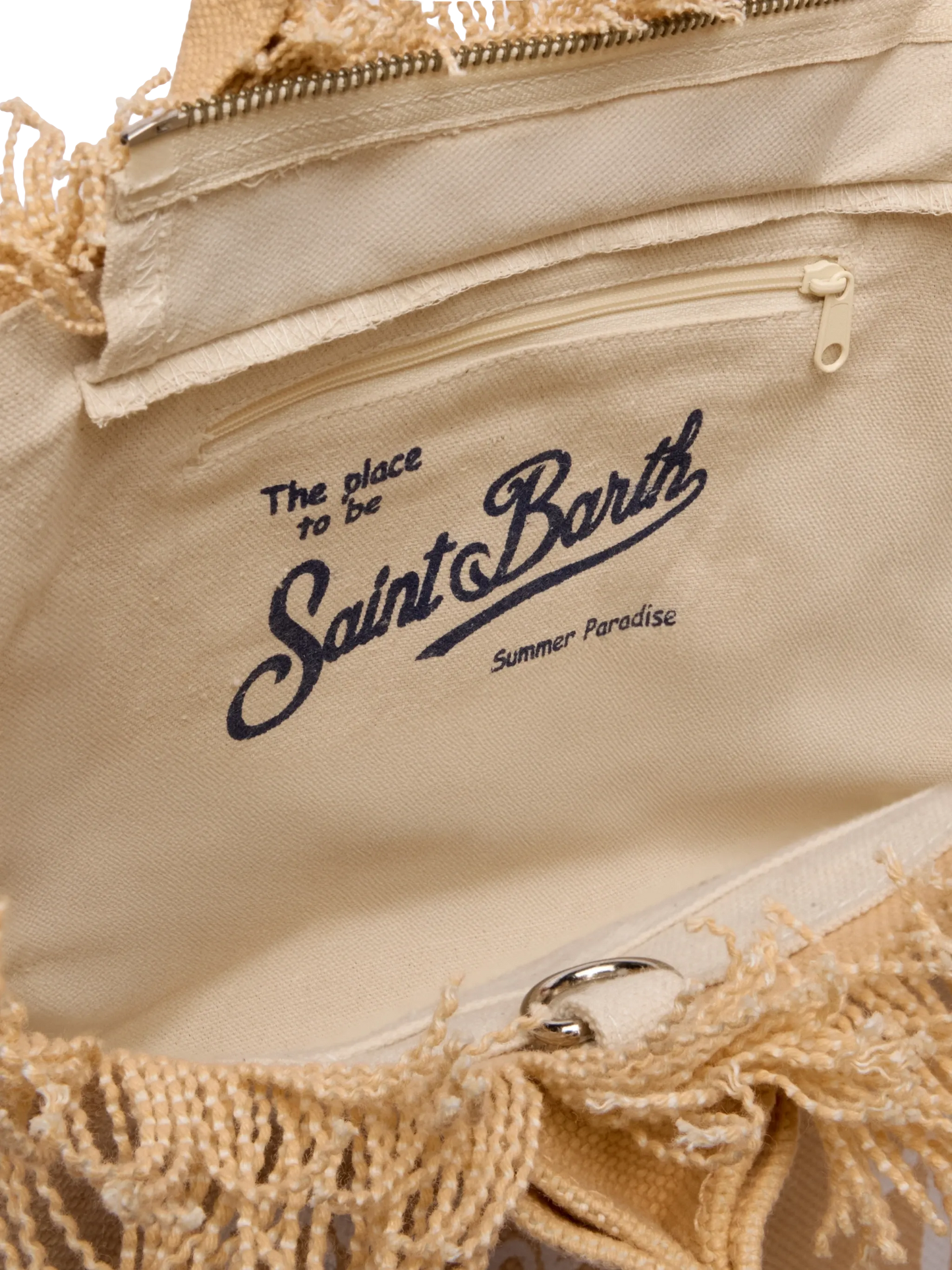 MC2 SAINT BARTH COLETTE BEIGE COTTON CANVAS HANDBAG