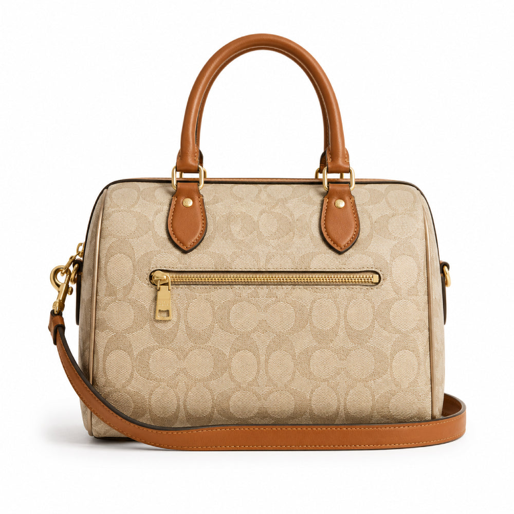 Coach Mini Rowan Crossbody Bag in Light Khaki/Saddle Brown