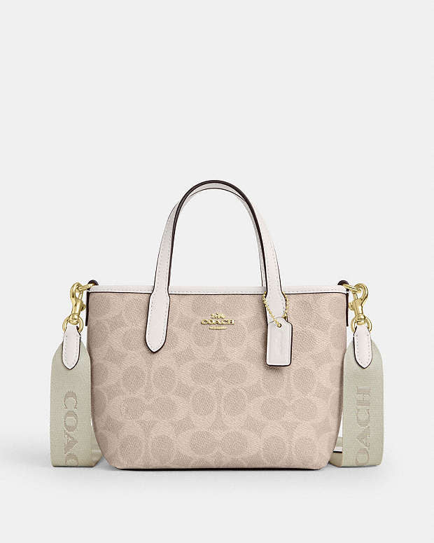 Coach City Mini Tote Bag In Signature Canvas gold/sand/chalk