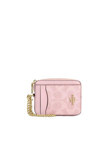 Coach Zip Card Case In Signature Canvas in pink