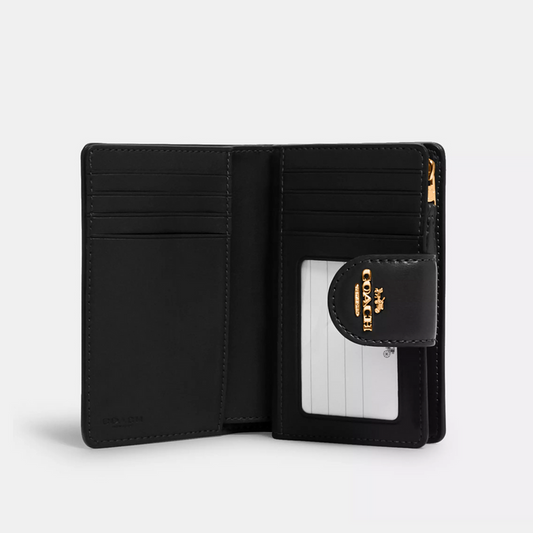 Coach Medium Corner Zip Wallet In Signature Canvas dark brown