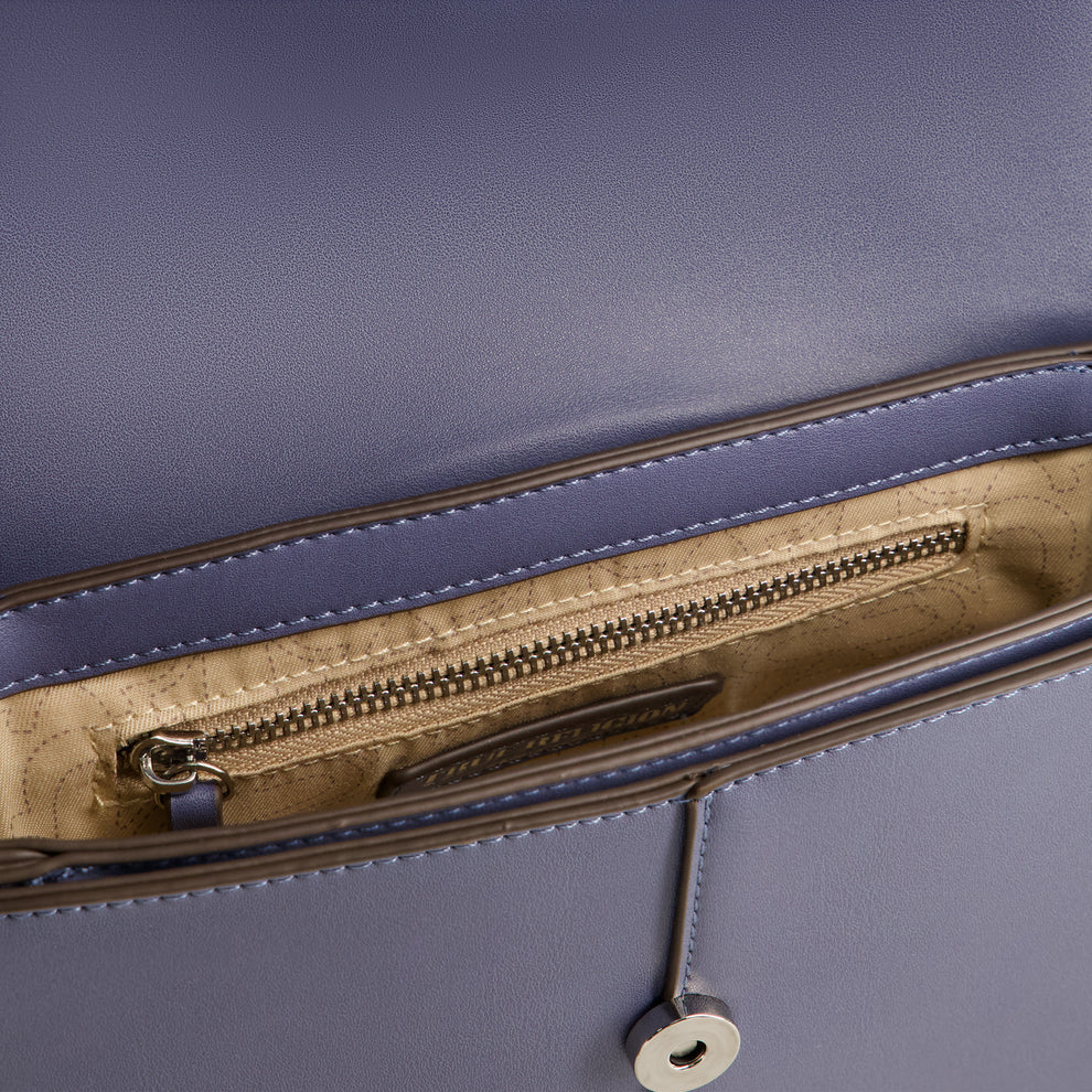 TRUE RELIGION SHOULDER BAG WITH SIGNATURE LOGO ACCENT, BLUE
