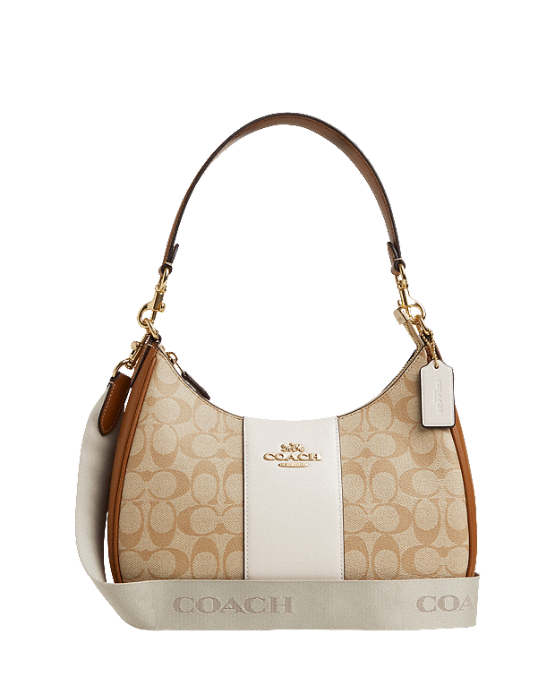 Coach Teri Hobo Bag In Signature Canvas With Stripe – Bend The