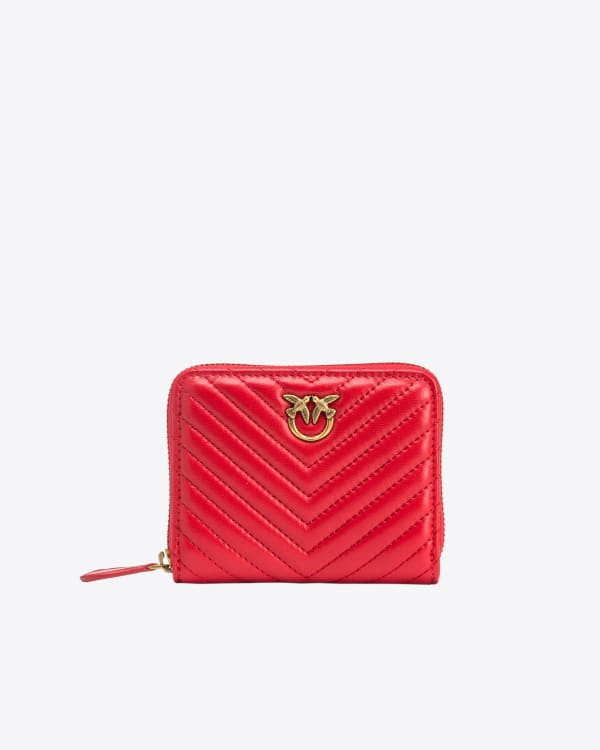 Pinko Square quilted nappa leather zip-around wallet