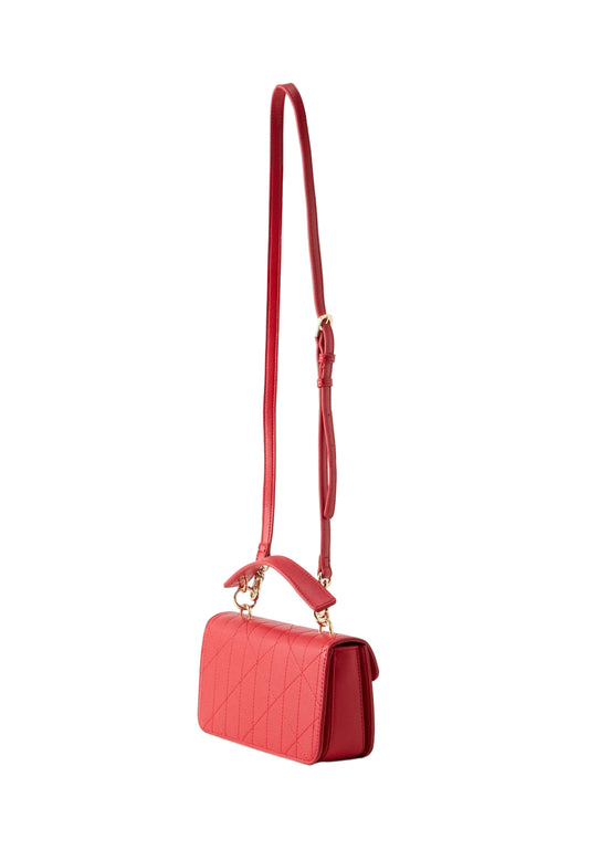 Valentino Bags Melia Satchel Bag with Tonal V Logo In Rubino Red