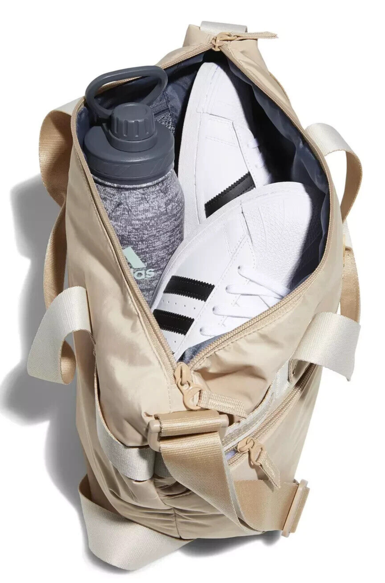 ADIDAS Beige Logo Puffer Shopper TOTE Crossbody Shoulder BAG