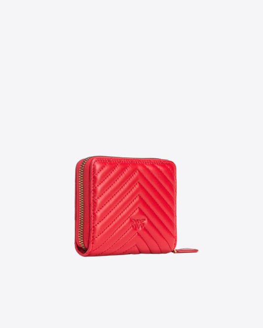 Pinko Square quilted nappa leather zip-around wallet