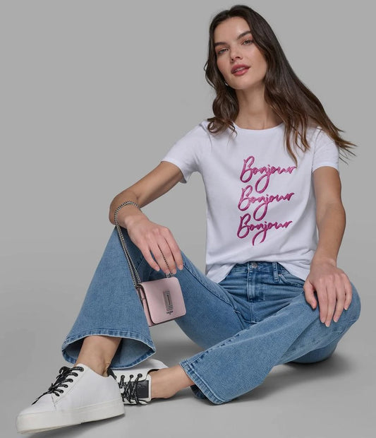 Karl Lagerfeld ParisBONJOUR X 3 EMBELLISHED TEE
