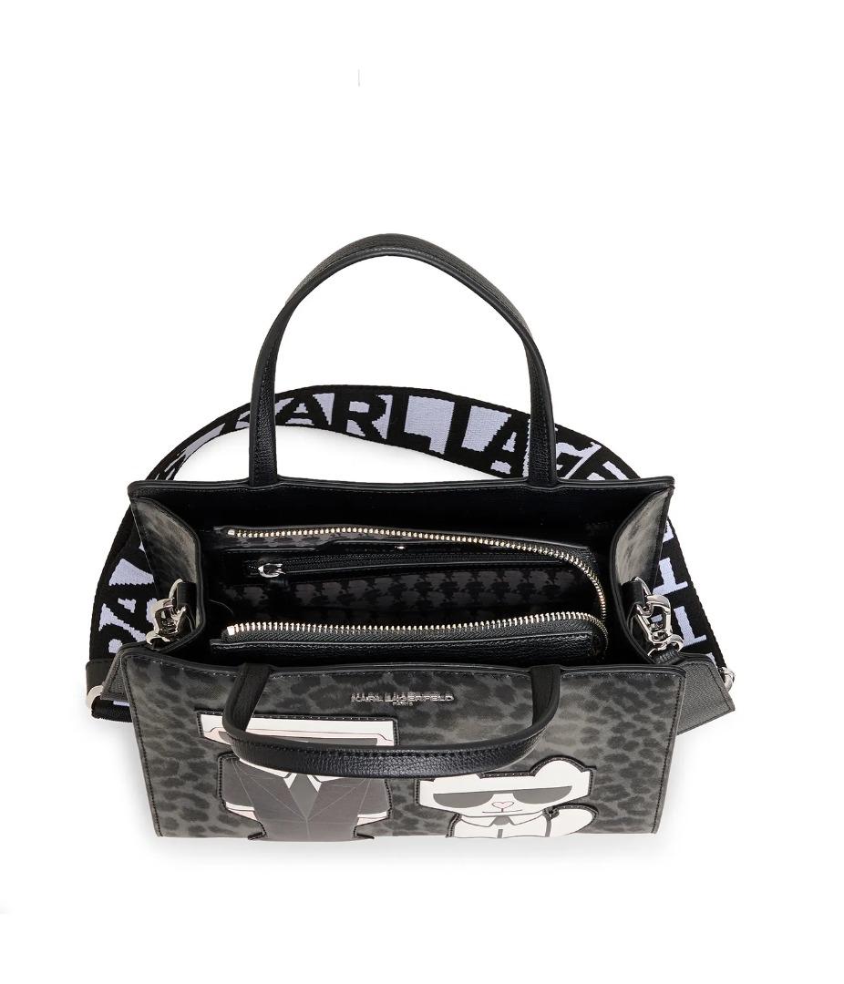 Karl Lagerfeld Paris Maybelle Satchel In Black/grey Leopard