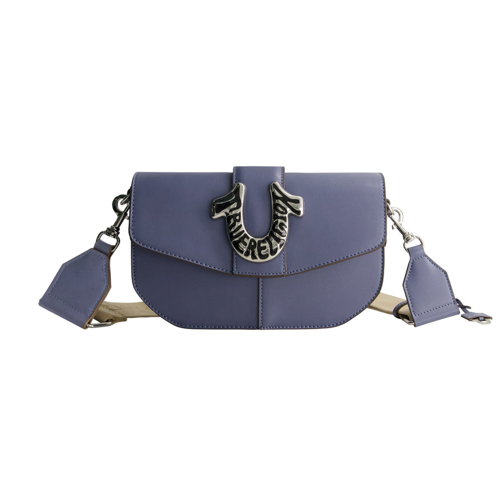 TRUE RELIGION SHOULDER BAG WITH SIGNATURE LOGO ACCENT, BLUE