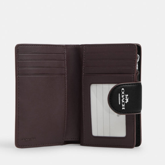 Coach Medium Corner Zip Wallet With Signature Black