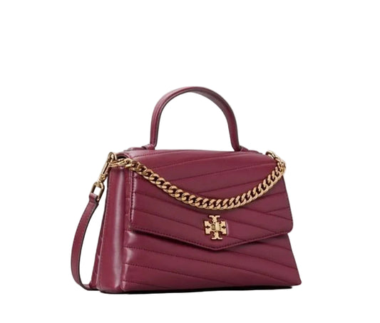 Tory Burch Kira Chevron Leather Top Handle Bag in Burgundy