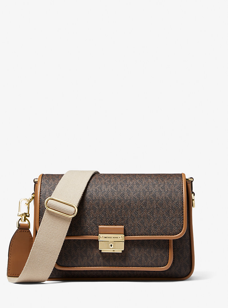 Michael Kors Bradshaw Medium Logo and Leather Messenger Bag