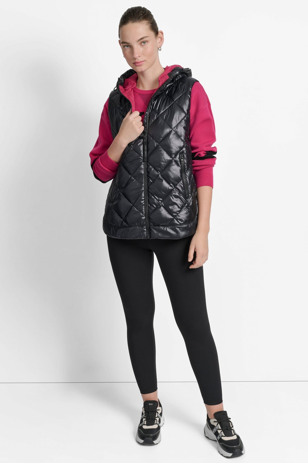 DKNY QUILTED HOODED VEST size M
